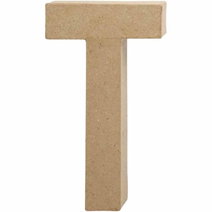 Pappbokstav, T, H: 20,5 cm, B: 11 cm, tjocklek 2,5 cm, 1 st.