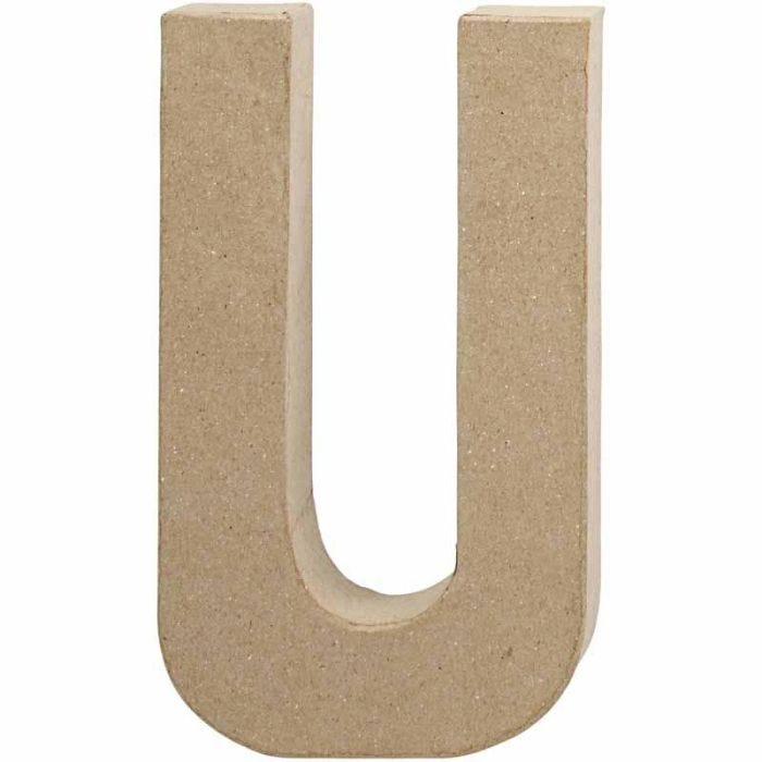 Pappbokstav, U, H: 20,5 cm, B: 11,5 cm, tjocklek 2,5 cm, 1 st.