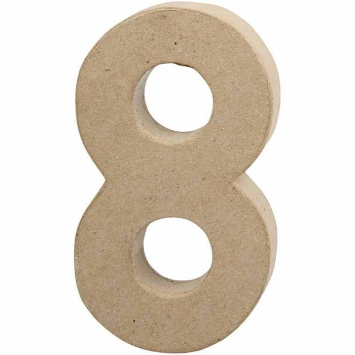 Pappsiffra, 8, H: 20,2 cm, B: 11 cm, tjocklek 2,5 cm, 1 st.