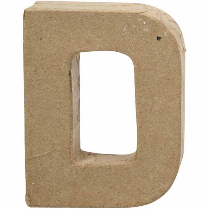 Pappbokstav, D, H: 10 cm, B: 7,7 cm, tjocklek 1,7 cm, 1 st.