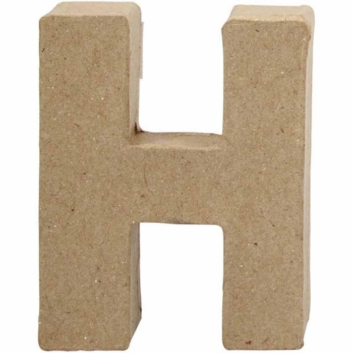 Pappbokstav, H, H: 10 cm, B: 7,6 cm, tjocklek 1,7 cm, 1 st.
