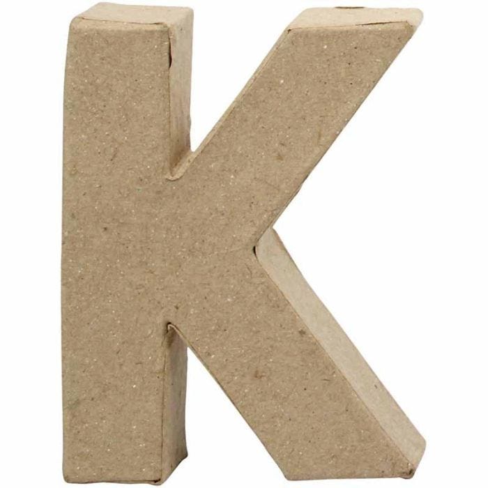 Pappbokstav, K, H: 10 cm, B: 7,7 cm, tjocklek 1,7 cm, 1 st.
