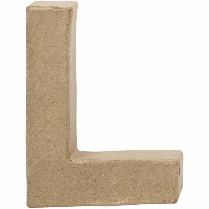Pappbokstav, L, H: 10 cm, B: 7,5 cm, tjocklek 1,7 cm, 1 st.