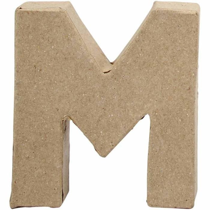 Pappbokstav, M, H: 10 cm, B: 9 cm, tjocklek 1,7 cm, 1 st.