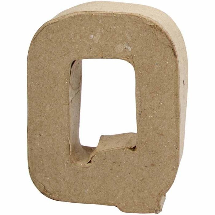 Pappbokstav, Q, H: 10 cm, B: 7,8 cm, tjocklek 1,7 cm, 1 st.