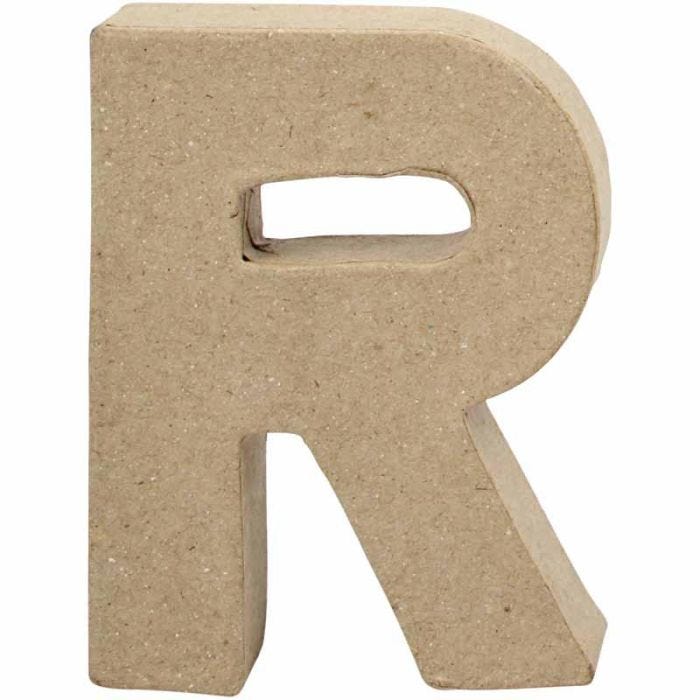 Pappbokstav, R, H: 10 cm, B: 7,5 cm, tjocklek 1,7 cm, 1 st.