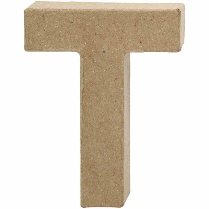 Pappbokstav, T, H: 10 cm, B: 7,8 cm, tjocklek 1,7 cm, 1 st.