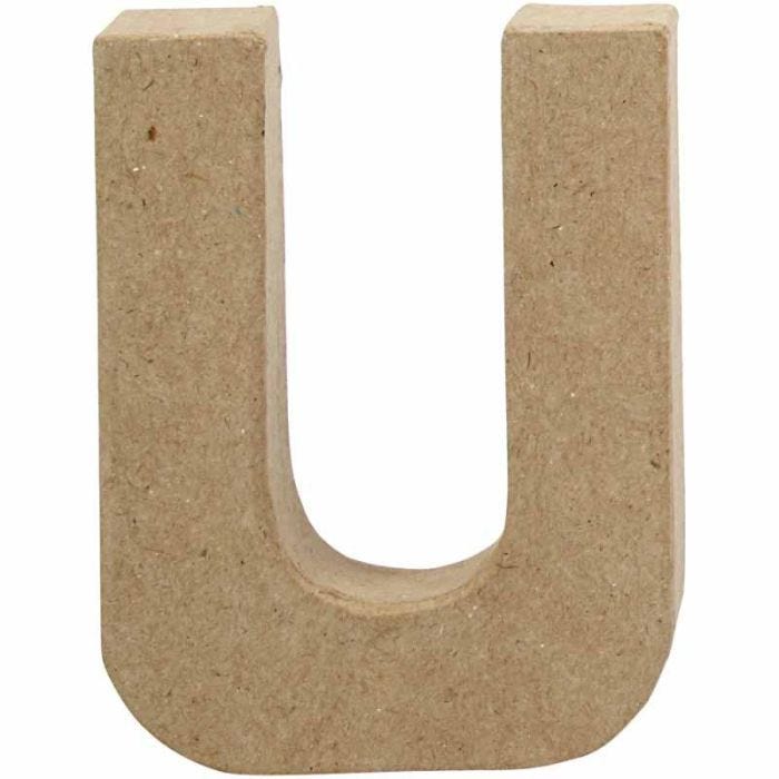 Pappbokstav, U, H: 10 cm, B: 8 cm, tjocklek 1,7 cm, 1 st.