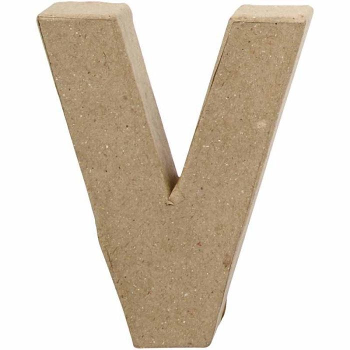 Pappbokstav, V, H: 10 cm, B: 8 cm, tjocklek 1,7 cm, 1 st.