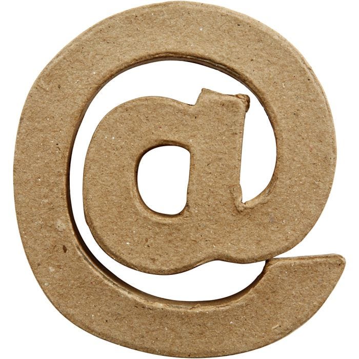 Pappsymbol, @, H: 10 cm, B: 9 cm, tjocklek 1,7 cm, 1 st.