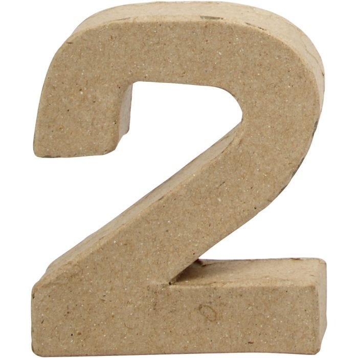 Pappsiffra, 2, H: 10 cm, B: 8,3 cm, tjocklek 1,7 cm, 1 st.