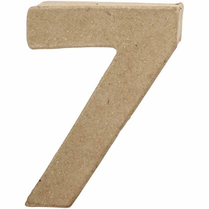 Pappsiffra, 7, H: 10 cm, B: 7,4 cm, tjocklek 1,7 cm, 1 st.