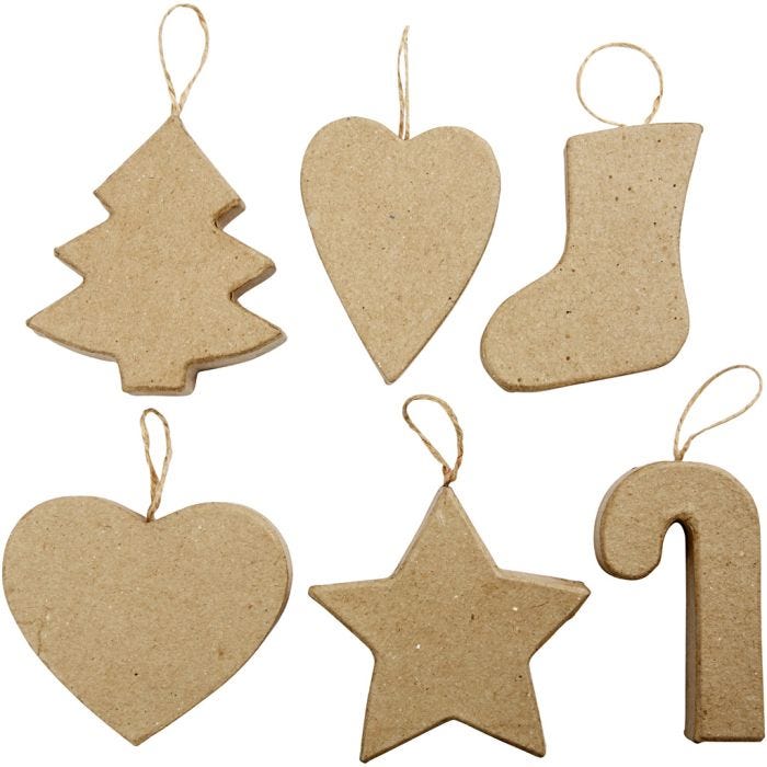Juldekorationer, H: 7+8 cm, 6 st./ 1 förp.