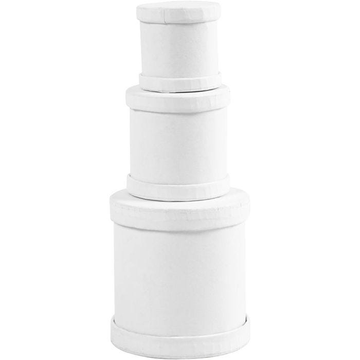 Trumaskar, H: 4+5+7 cm, Dia. 4+5+6,5 cm, vit, 1 set