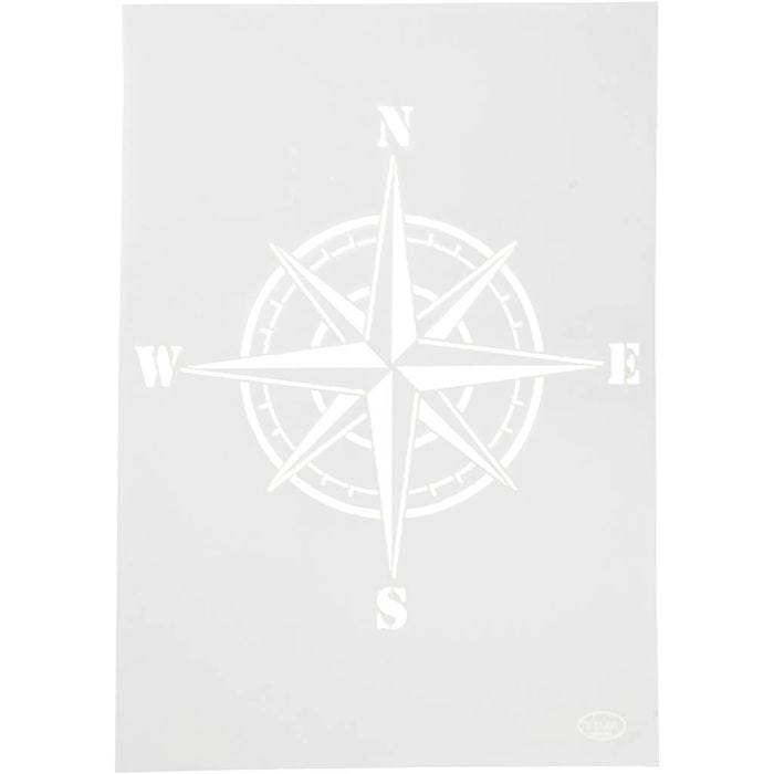 Stencil, kompass, A4, ark 210x297 mm, 1 st.