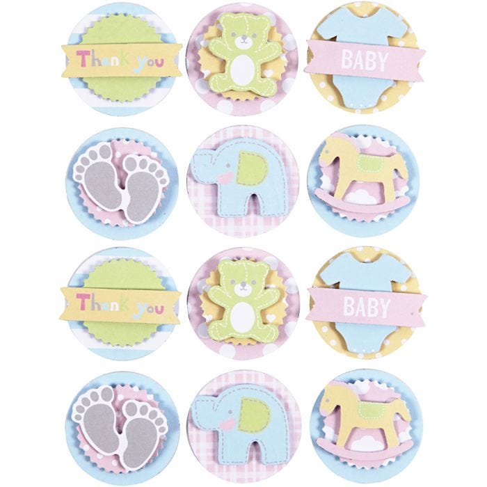 3D Stickers, baby, Dia. 35 mm, 1 ark