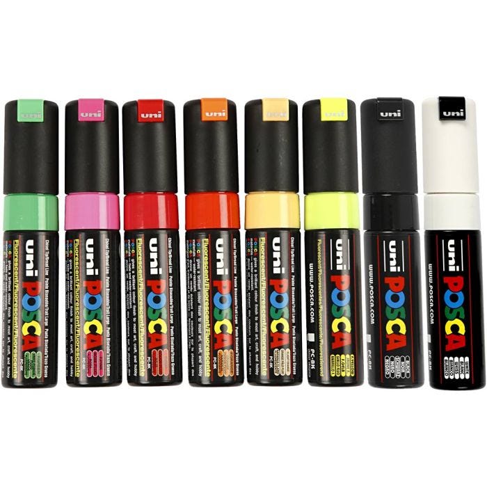 Posca Marker , nr. PC-8K, spets 8 mm, mixade färger, 8 st./ 1 förp.