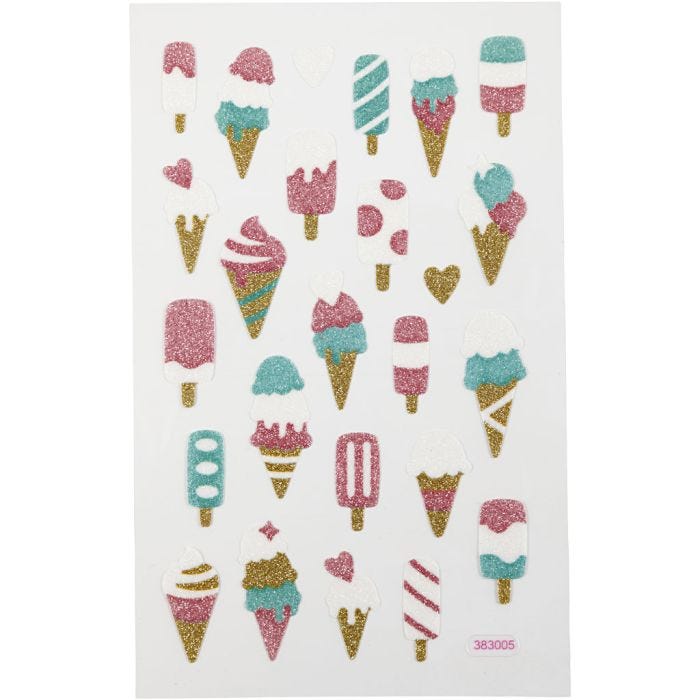 Glitterstickers, glassar, ark 10x16 cm, 1 ark