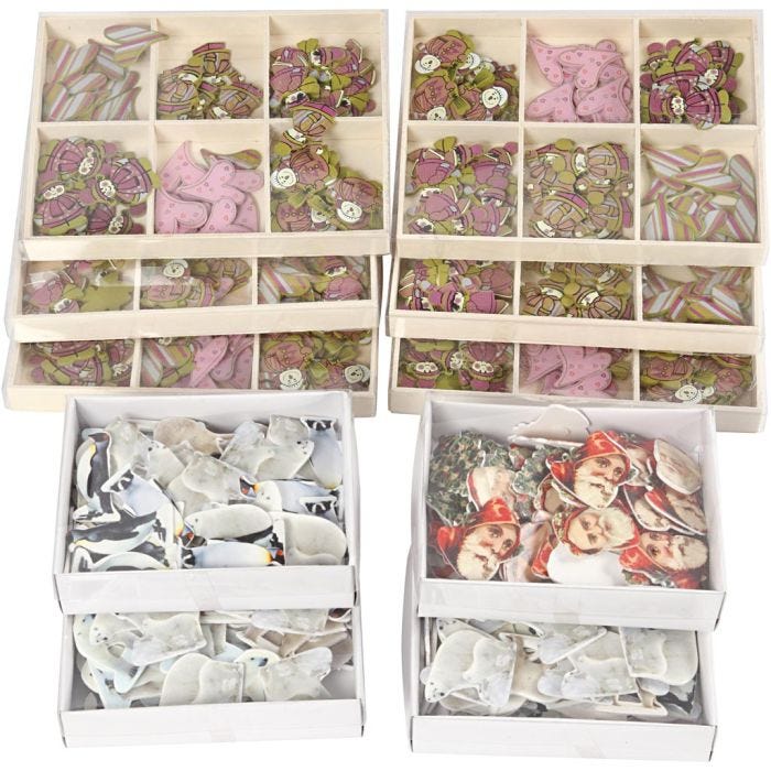 Trästickers, H: 40-50 mm, B: 15-45 mm, Innehållet kan variera , 600 st./ 1 förp.