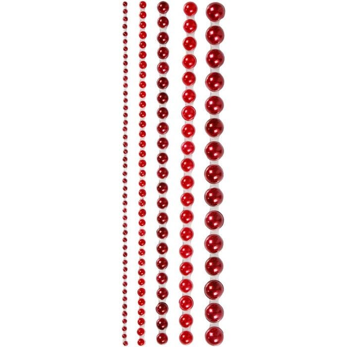 Rhinestones, stl. 2-8 mm, röd, 140st./ 1 förp.