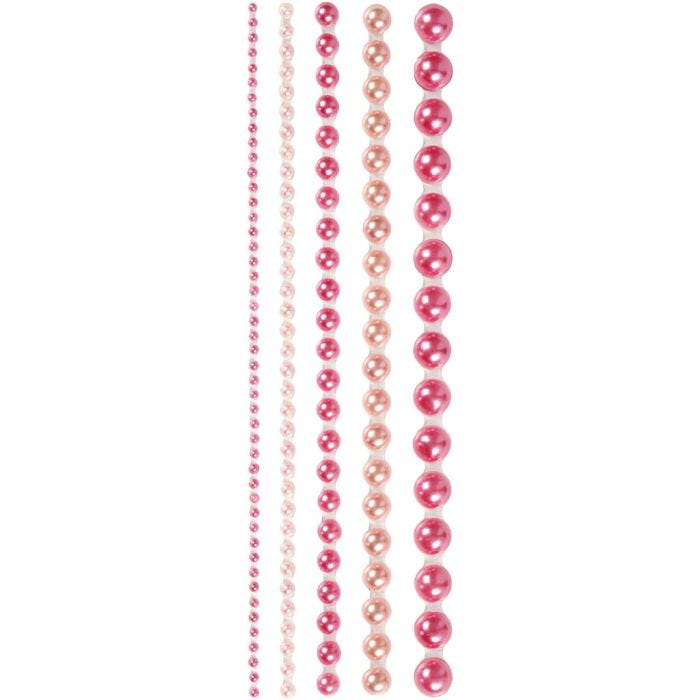 Rhinestones, stl. 2-8 mm, rosa, 140st./ 1 förp.