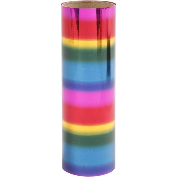 Dekorationsfolie, B: 15,5 cm, tjocklek 0,02 mm, regnbågsfärger, 50 cm/ 1 rl.