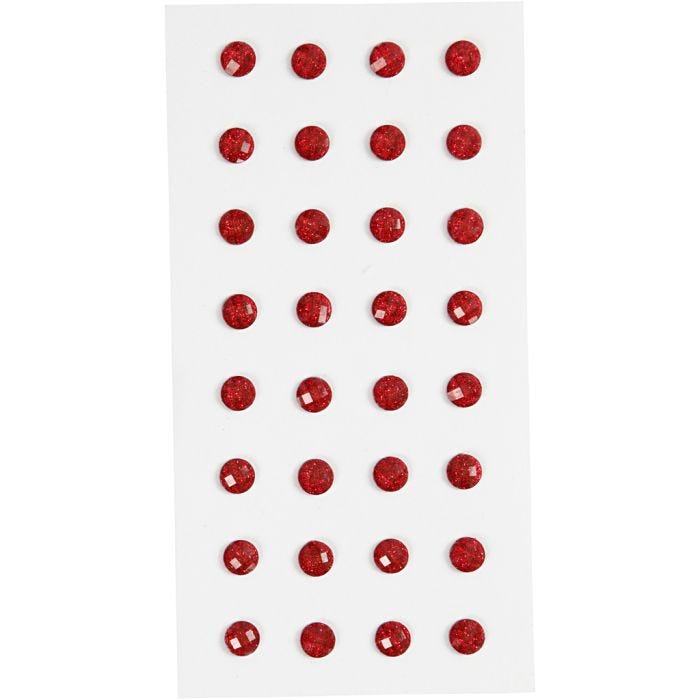 Rhinestones, Dia. 8 mm, röd, 32st./ 1 förp.