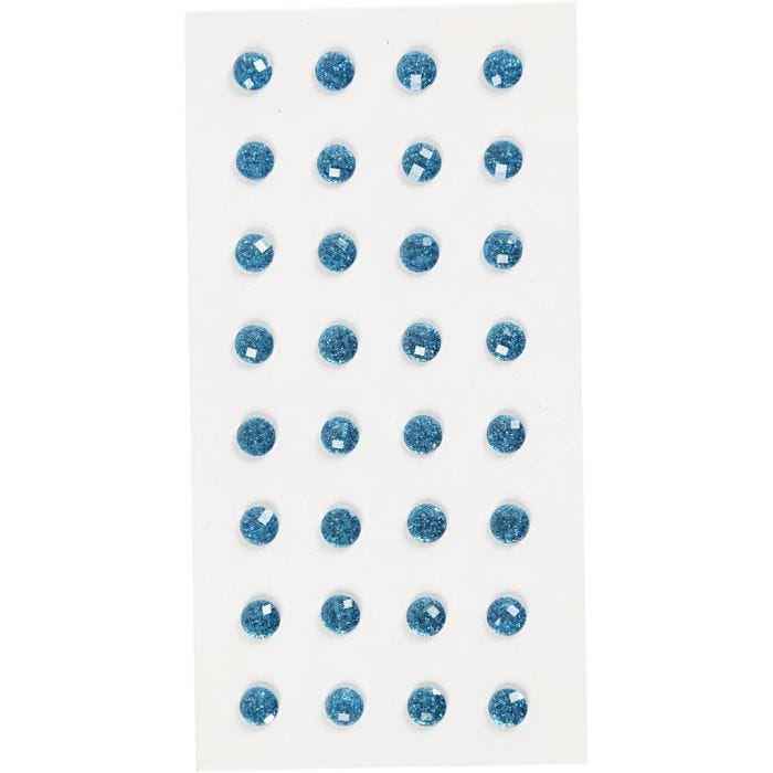 Rhinestones, Dia. 8 mm, blå, 32st./ 1 förp.