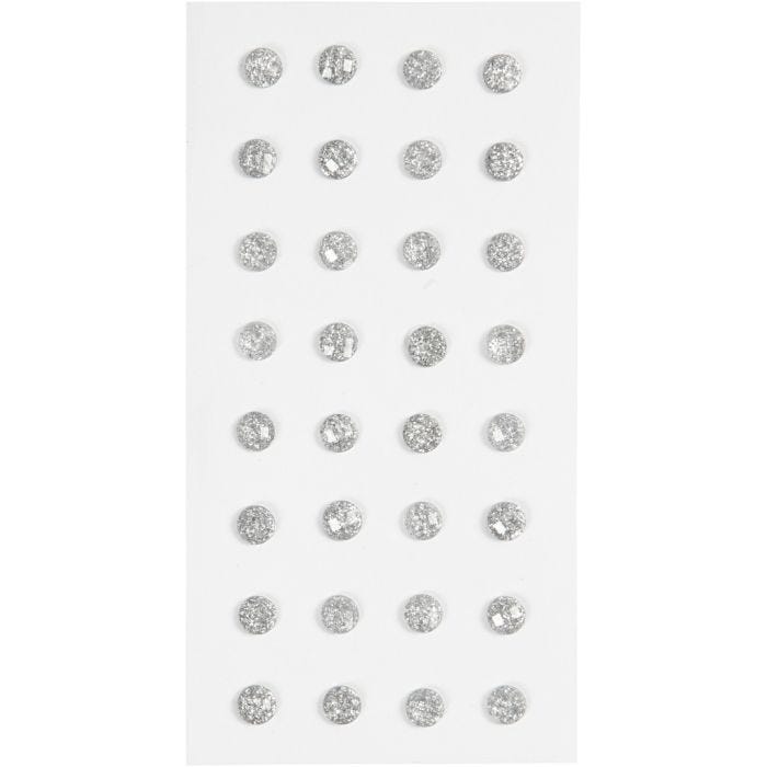 Rhinestones, Dia. 8 mm, silver, 32st./ 1 förp.