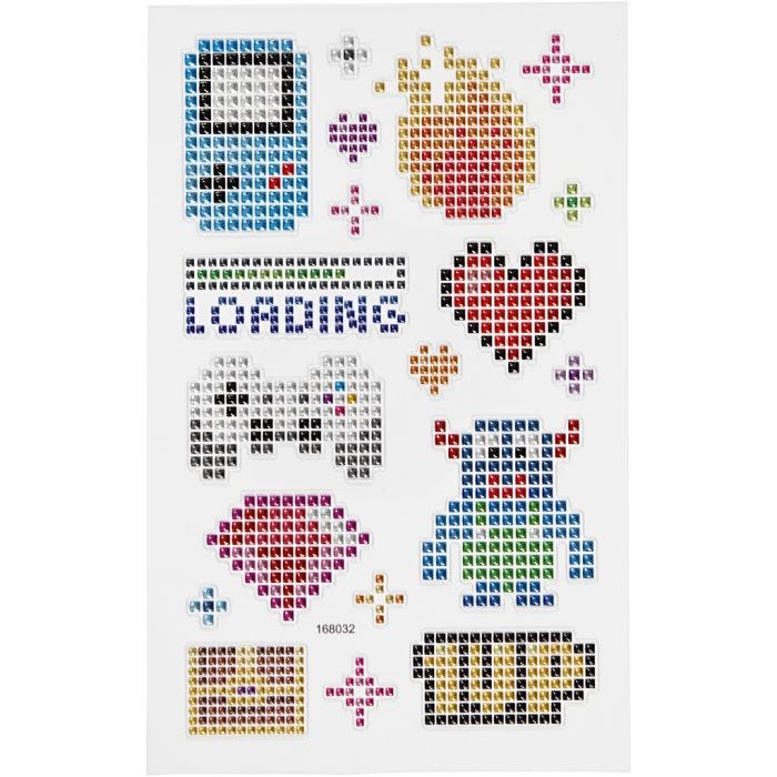 Diamond stickers, prylar, ark 10x16 cm, 1 ark