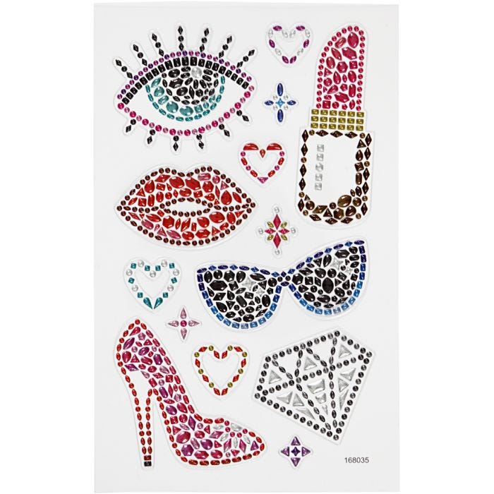 Diamond stickers, redo för fest, ark 10x16 cm, 1 ark