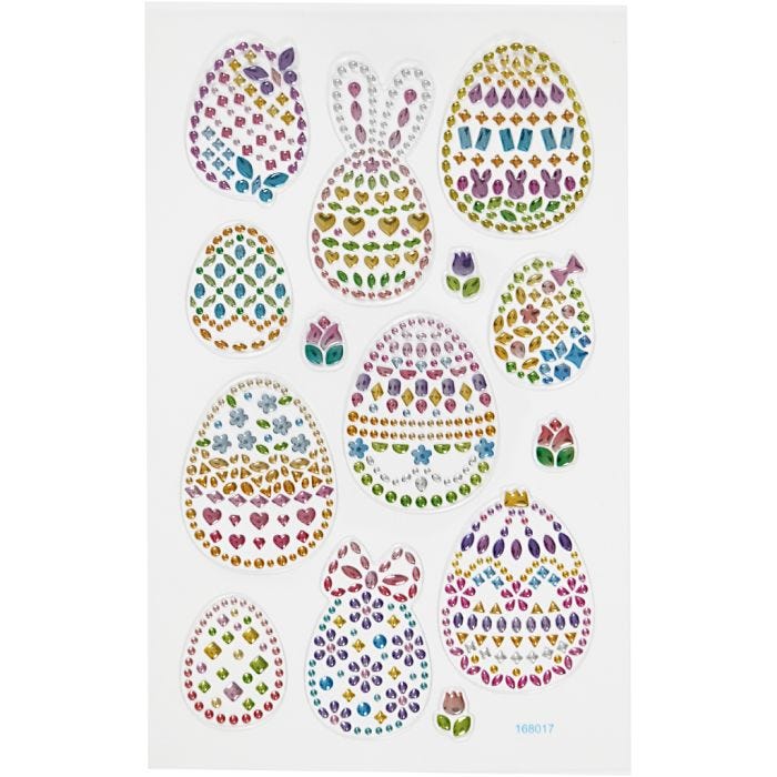 Diamond stickers, påskägg, ark 10x16 cm, 1 ark