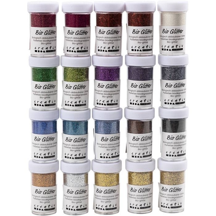 Bio-glimmer, mixade färger, 20x27 ml/ 1 förp.