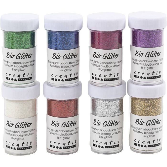 Bio-glimmer, mixade färger, 8x27 ml/ 1 förp.
