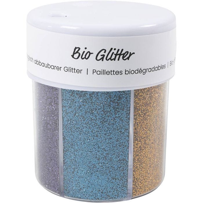 Bio-glimmer, mixade färger, 6x28 ml/ 1 burk