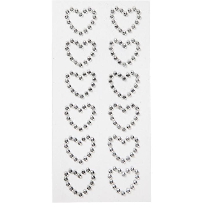 Rhinestonshjärtan, stl. 23x21 mm, silver, 12 st./ 1 förp.