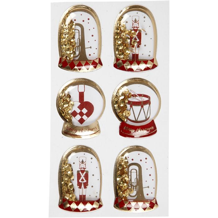 Shaker stickers, nötknäppare, stl. 49x32+45x36 mm, guld, 6st./ 1 förp.