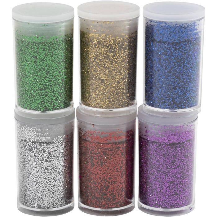 Bio-glimmer, mixade färger, 6x7 ml/ 1 förp.
