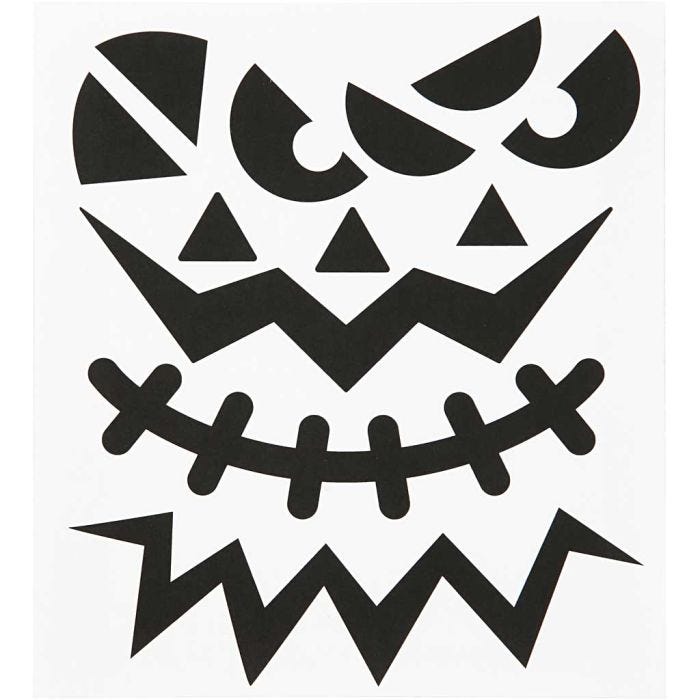 Klistermärken, halloween - stora ansikten, ark 15x16,5 cm, 1 ark
