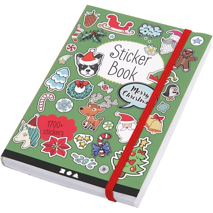 Bok med stickers, julmotiv, stl. 11,5x17 cm, 76 ark, 1 st.