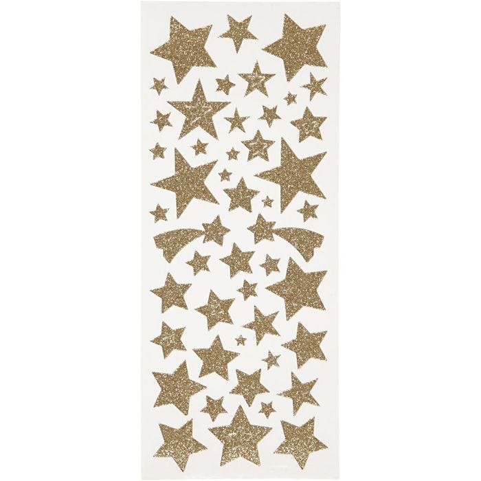 Glitterstickers, stjärnor, 10x24 cm, guld, 2ark/ 1 förp.