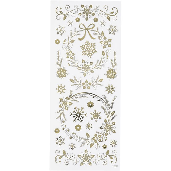 Stickers, julstjärnor, ark 10x24 cm, guld, 1 ark