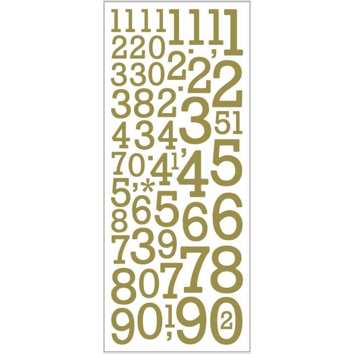 Glitterstickers, siffror, 10x24 cm, guld, 2ark/ 1 förp.