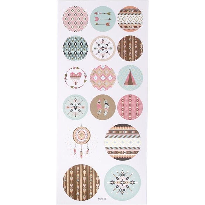 Stickers, indianer, ark 10x23 cm, 1 ark