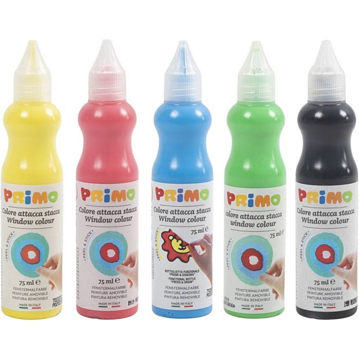 Fönsterfärg, mixade färger, 5x75 ml/ 1 förp.