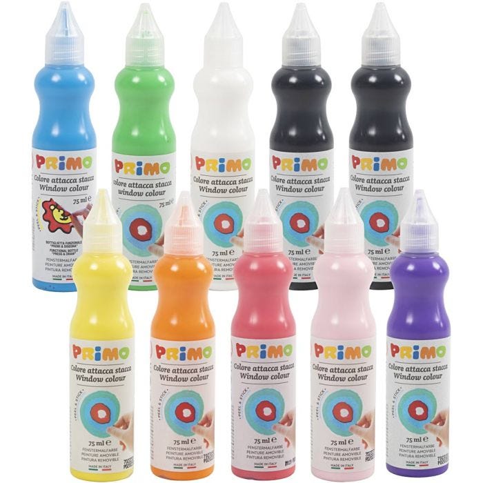Fönsterfärg, mixade färger, 10x75 ml/ 1 förp.