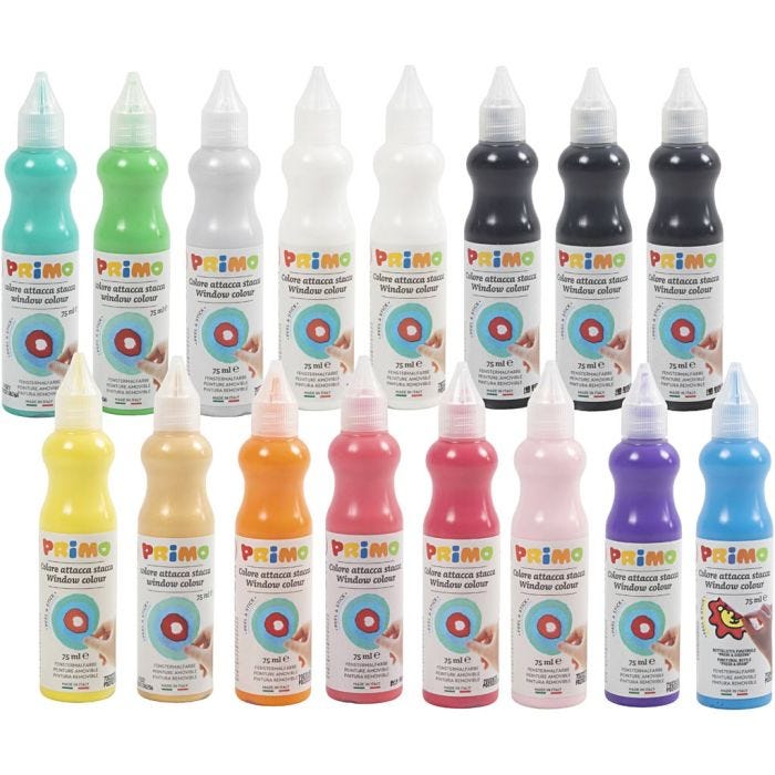 Fönsterfärg, mixade färger, 16x75 ml/ 1 förp.