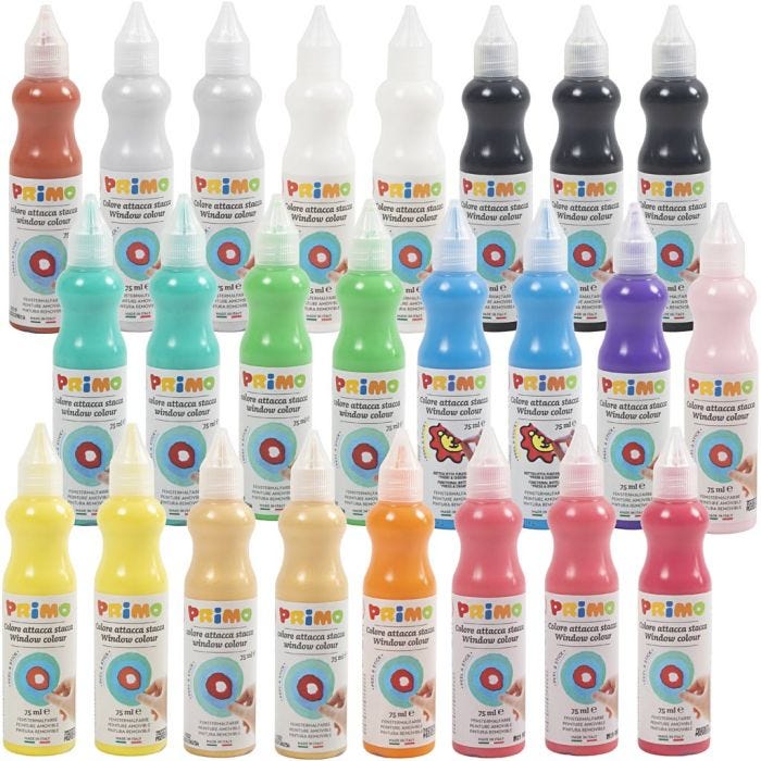 Fönsterfärg, mixade färger, 24x75 ml/ 1 förp.
