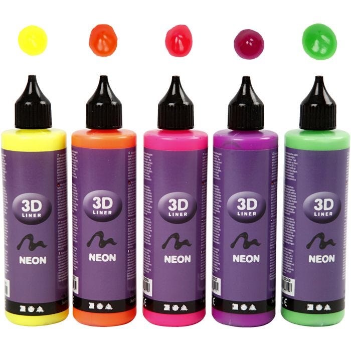 3D-liner, neonfärger, 5x100 ml/ 1 förp.