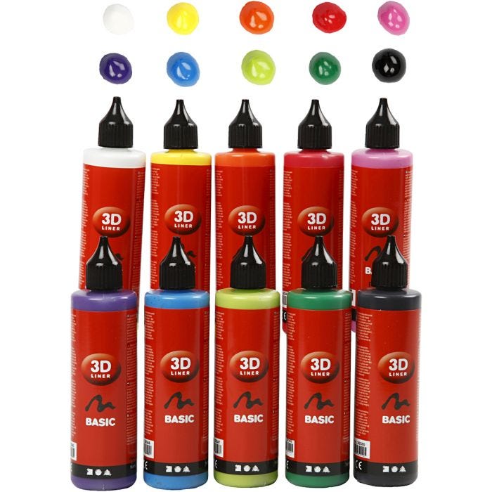 3D-liner, mixade färger, 10x100 ml/ 1 förp.